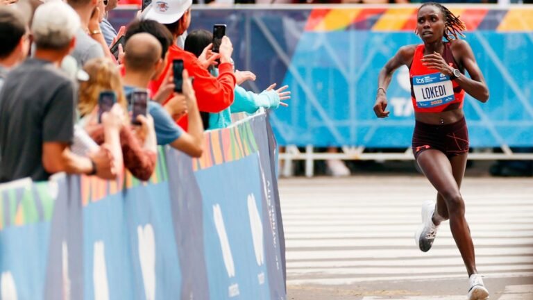 Sharon Lokedi of Kenya competes in the Women